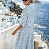 Marina™ | Coastal Stripe Tiered Shirt Dress