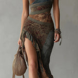 María | Asymmetrical Ethnic Print Maxi Dress